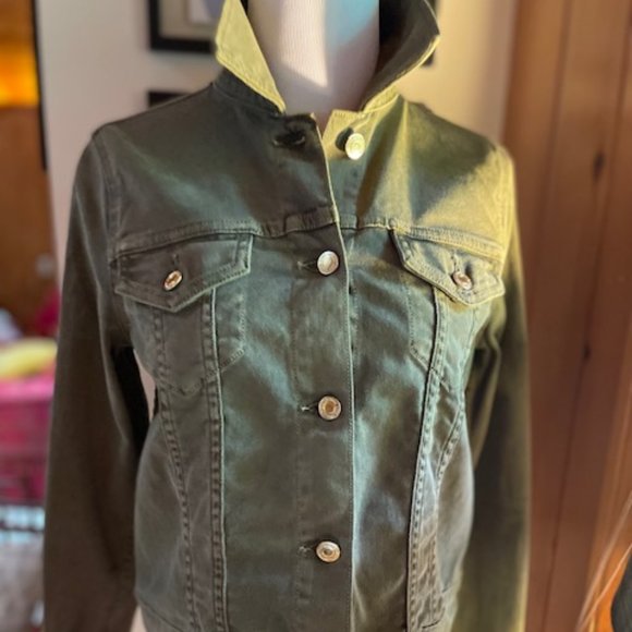 MICHAEL KORS Military Green Jean Jacket - S - Picture 10 of 12